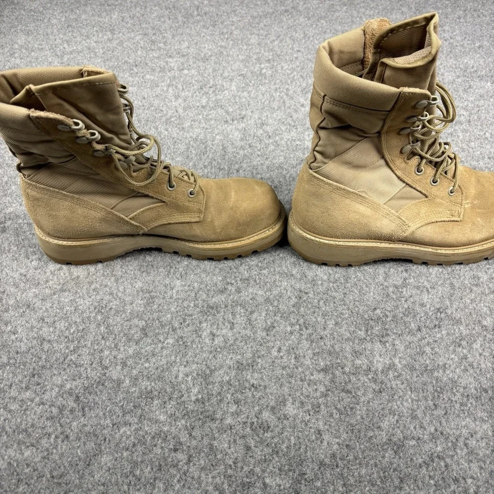 US Military Combat Boots Mens 7R Vibram Sole Tan Desert Leather USA Made‎ Field